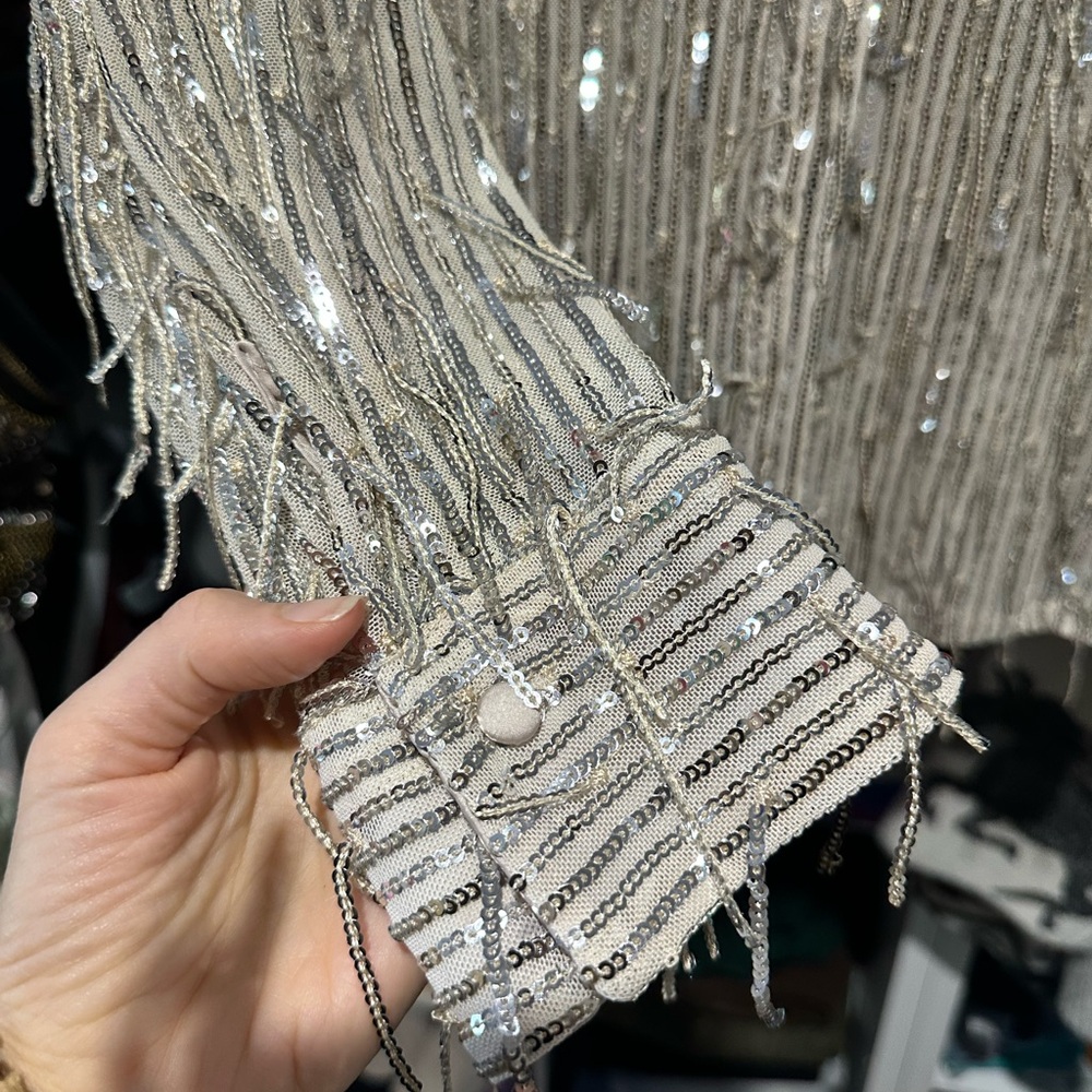 Zara Sequin Embellished Button Down Blouse